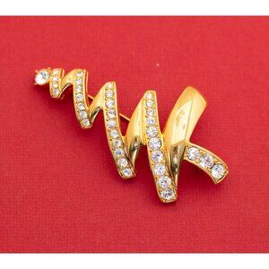 Vintage Abstract Art Deco Brooch by Monet, Gold Tone - F28